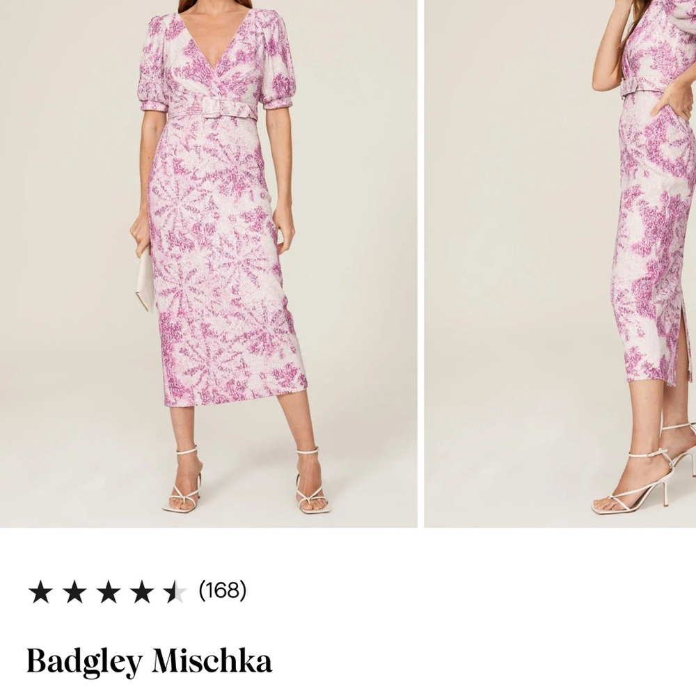 Badgley Mischka Pink Floral Dress - SZ 14